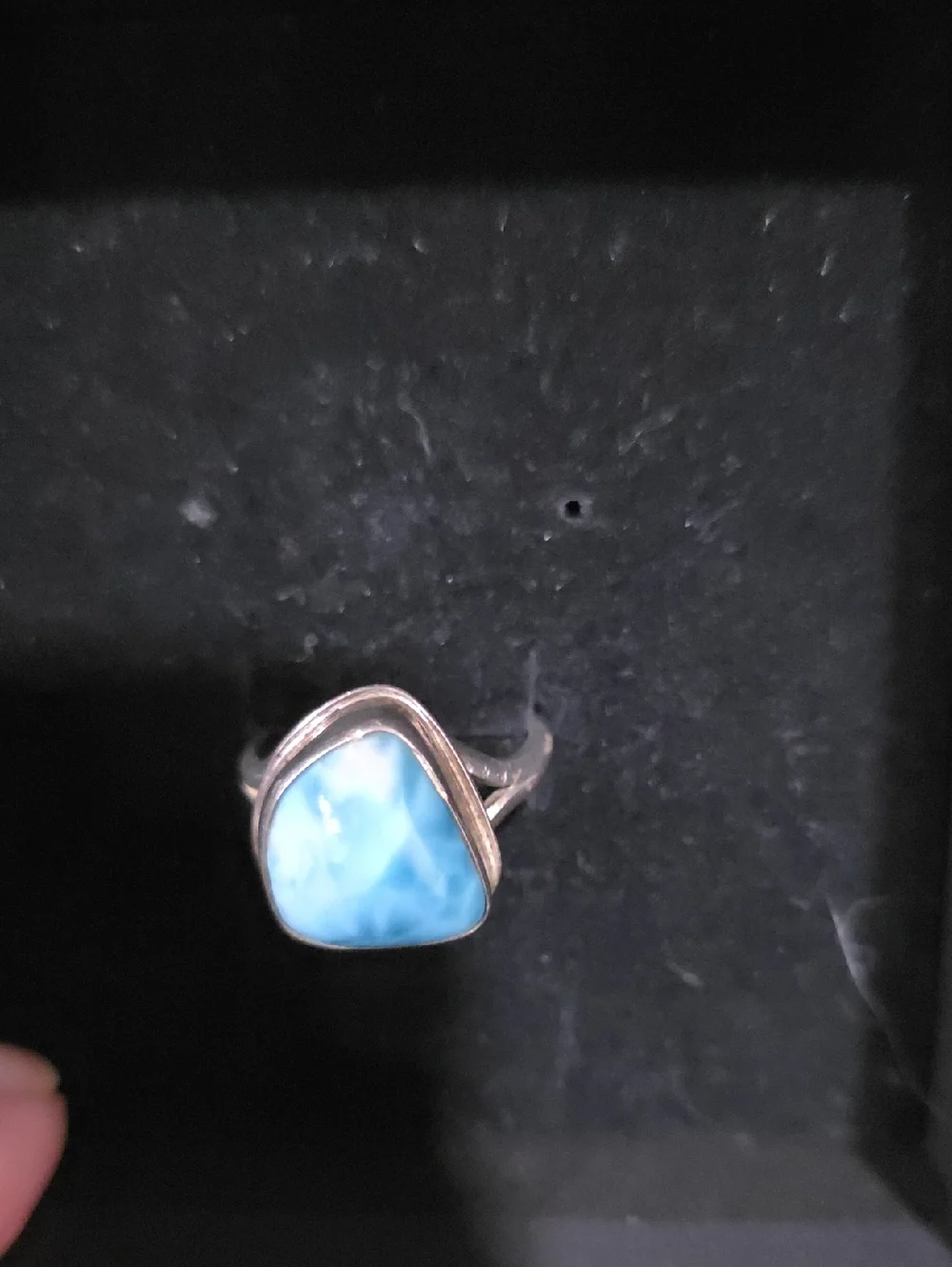 Blue Larimar Sterling Silver Ring Size 8 - Picture 1 of 2